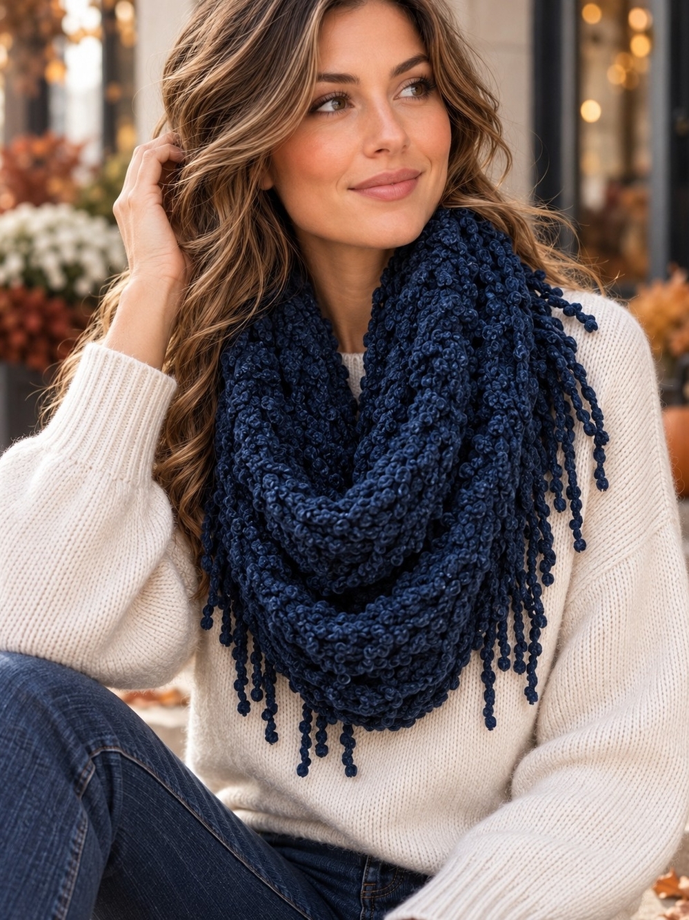 Cozy Infinity Scarf- Navy Scarf - C.C. Exclusives infinity scarf
